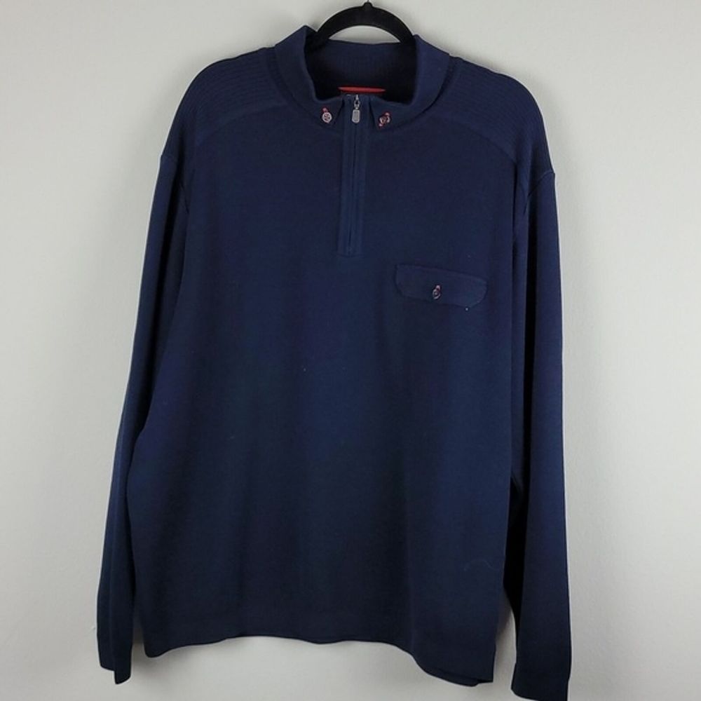 St. Croix Fashion Fit Quarter Zip Navy Sweater Sz XXL